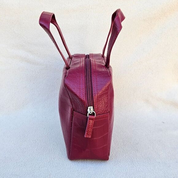 NWOT Red Faux Leather Cosmetic Bag - Picture 5 of 13